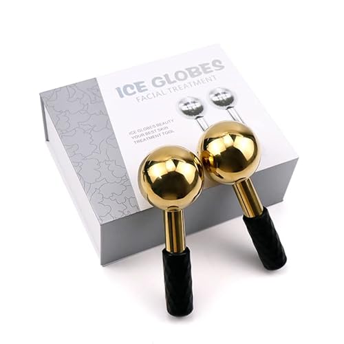 Globes for Facials, Cooling Roller for Face, Cryo Sticks Massager for Face Neck & Eyes, Cold Roller Skin Care for face Puffiness, Dark Circles, Wrinkles, Collagen Production (Gold)