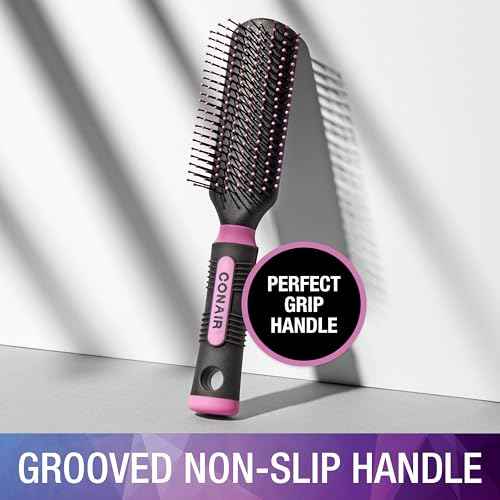 Conair Salon Results Hairbrush - Hair brush for Men and Women - Detangling - suitable for all hair types -features Nylon Bristles - Pink/Black