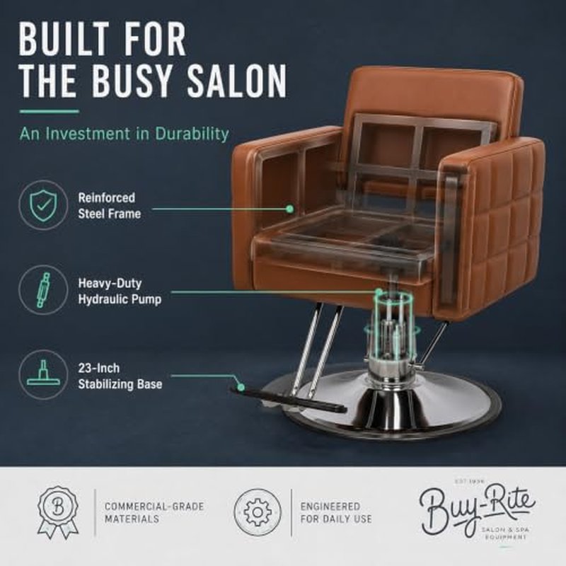 Buy-Rite Icon Salon Styling Chair - Camel Vinyl Hydraulic