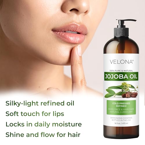 velona Jojoba Colorless Oil 64 fl oz | 100% Pure and Natural Carrier Oil | Clear, Refined, Cold Pressed | Moisturizing Face, Hair, Body and Skin Care | Use Today - Enjoy Results