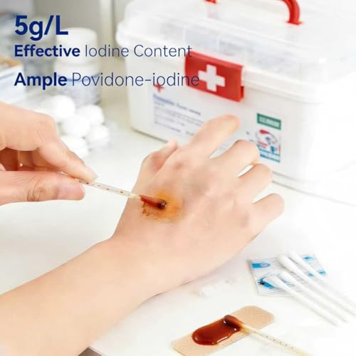 Glirops 200 Count Povidone Iodine Swabsticks – Snap-to-Activate 10% Iodine Wound/Nasal Care, Individually Wrapped in Reusable Case
