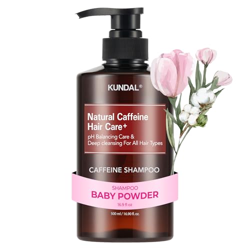 KUNDAL Caffeine Shampoo for Fuller Hair - Baby Powder Scent, 16.9 Fl Oz
