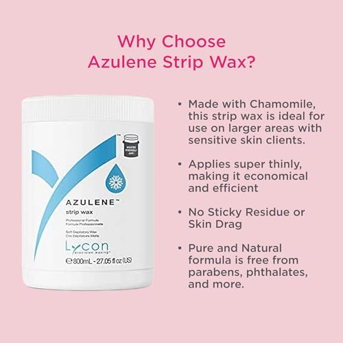 Lycon Azulene Magic Strip Wax for Hair Removal, Soft Wax for Gentle Use Over Larger Areas, Professional-Grade Soothing Formula, Suitable for Sensitive Skin, 800ml