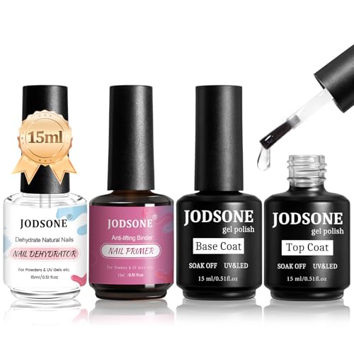JODSONE 4-Piece Gel Nail Prep Kit - 15ml Dehydrator, Primer, Base & Top Coat