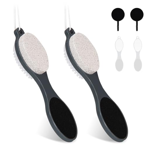 4-in-1 Foot File Callus Remover - 2 Pack Pedicure Foot Scrubber & Brush