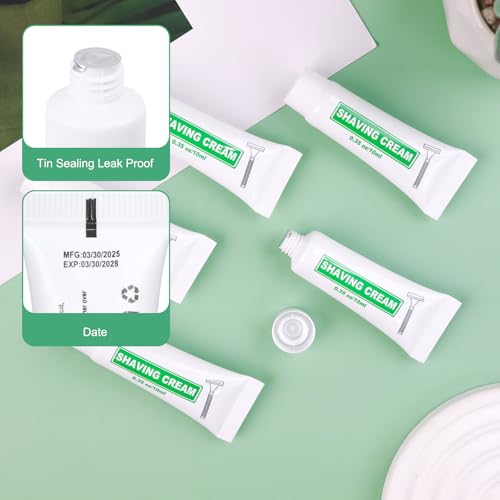 Travel Size Shaving Cream Bulk Pack of 25,Individually Wrapped 10ml/0.35fl oz Mini Disposable Shaving Cream in Bulk 1.2x2.9 inch Travel Size Toiletries Amenities for Guests,Homeless,Charity