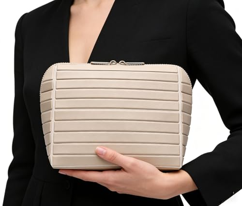 Parallel Traveler Makeup Bag with Brush Holder - Striped Apricot S