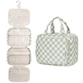 Narwey Hanging Toiletry Bag for Women - Green Checkerboard Medium