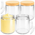 8oz Glass Jars with Woodgrain Lids - 4 Pack Cosmetic Containers