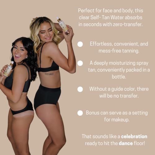 Hydrating Self-Tanning Water Spray ? Coconut Scented | Lightweight, Refreshing Mist with Multivitamins | Natural Sun-Kissed Glow | All Skin Types | Vegan Friendly Hydration | 6.7 fl oz