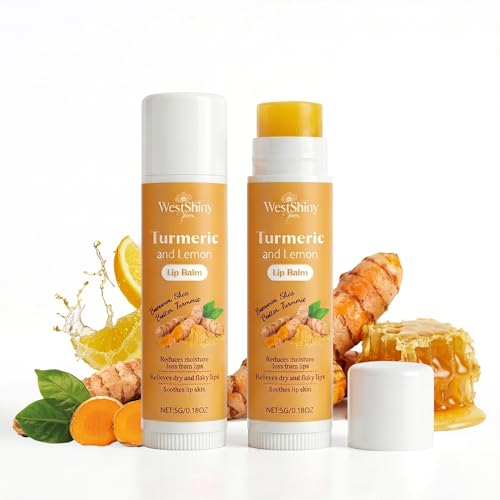 Lemon Turmeric Lip Balm for Dark Lips - 2pcs Moisturizing Treatment