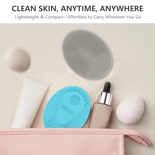 Silicone Face Scrubber 4 Pack - Dual-Texture Facial Cleansing Brush Set - Black, Starlight, Pink, Blue