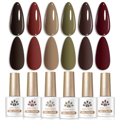 Born Pretty Fall & Winter Gel Nail Polish Set - 6 Earth Tone Colors