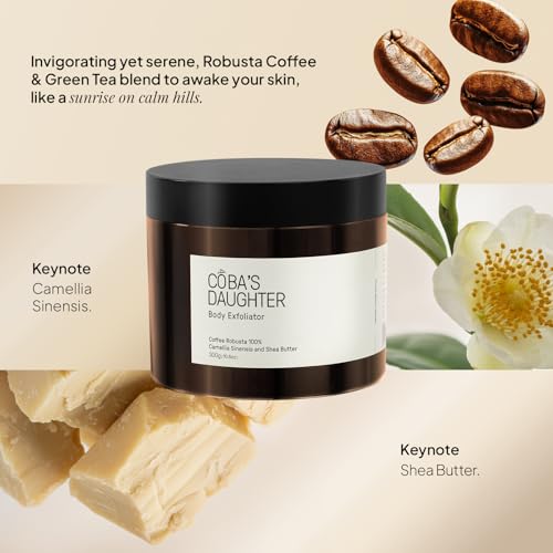 COBA'S DAUGHTER Robusta Coffee Body Scrub | Exfoliating for Cellulite and Stretch Marks, KP Bump, Strawberry Legs, Underarm | Green Tea & Shea Butter | Safe for pregnancy & sensitive skin (10.6 Oz)
