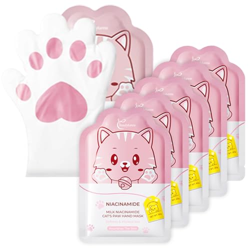 Cute Cat Paw Moisturizing & Exfoliating Hand Mask Gloves - 5 Pairs