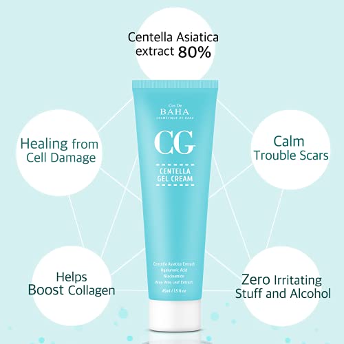 Cos De BAHA Centella Gel Cream 1.5 Fl Oz ? Lightweight Cica Gel Cream with Centella Asiatica Extract & Madecassoside for Daily Comfort (45 ml)