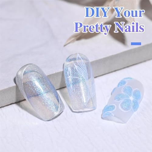 KRISNICE Gel Nail Polish Colors Jelly Gel Polish Set Blue Gel Polish Nail for Summer Nail Art Gifts for Women Glitter Jelly Blue Natural Translucent (KCS2-020)