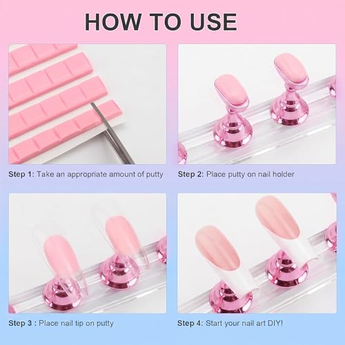 Nail Art Stand Kit with Magnetic Holders & Reusable Putty