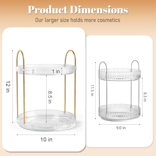 360° Rotating Makeup Organizer Tray - 2 Tier, 9.85" Lazy Susan