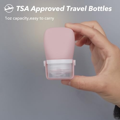 1oz Silicone Travel Bottles 4-Pack, Leak-Proof TSA Approved
