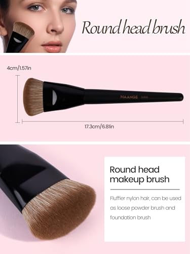 MAANGE Black Makeup Brush Set 4 Pcs - Foundation, Concealer & Contour Tools