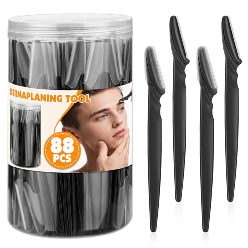 88-Pack Precision Eyebrow and Face Razors with Storage Jar