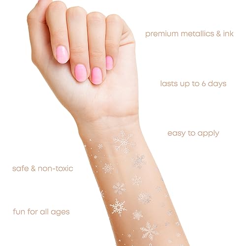 Flash Tattoos Winter Frost Metallic Temporary Tattoos (36 Pack)