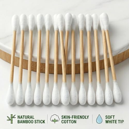Eco-Friendly Bamboo Cotton Swabs - 1050 Count, Double Tipped