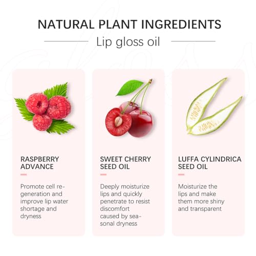 Hydrating Lip Glow Oil - Moisturizing Plumping Lip Tint Gloss