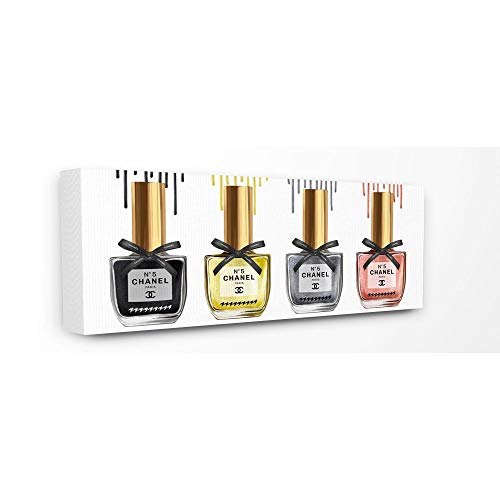 Stupell Industries Makeup Collection Nail Polish Yellow Pink Grey Fashion Design Canvas Wall Art, Multi-Color