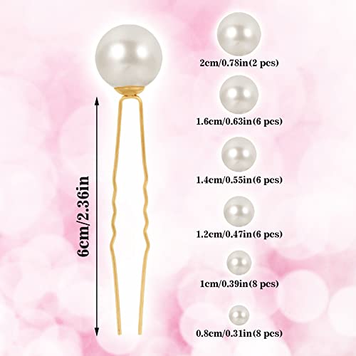 Lusofie 36Pcs Hair Pins with Pearls for Women and Girls - Bridal and Wedding Hairstyles Pearl Bobby Pins (6 Sizes)