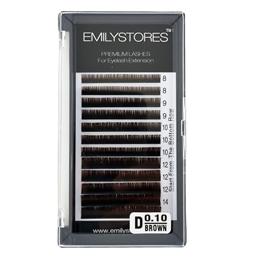 Brown Eyelash Extensions 0.10mm D Curl 8-14mm Mix