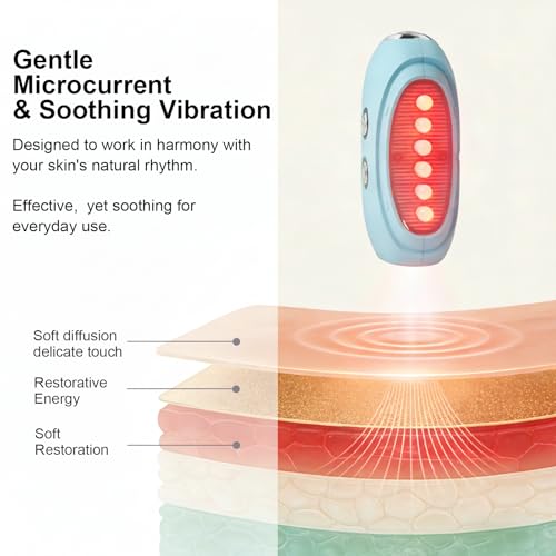 Face Massager Tool with Red Light Therapy for Face, Jade£¦Rose Quartz Microcurrent Facial Device with Vibration£¦7-Color LED Warm Heat, Gua Sha Facial Tools for Lifting, De-Puffing, Lymphatic Drainage