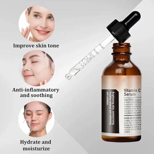 Vitamin C Serum For Face, Anti Aging Face Serum with Vitamin C, Hyaluronic Acid, Vitamin E ? Brightening Formula ? Improve Appearance of Dark Spots, Tone, Fine Lines & Wrinkles (2Pcs)