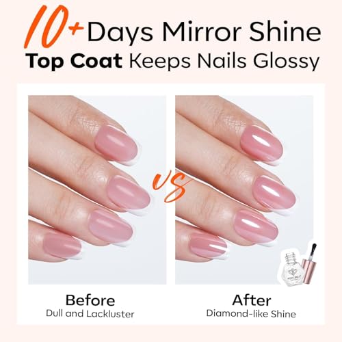 Modelones Clear Base and Top Coat Nail Polish Set - Quick Dry, High Gloss