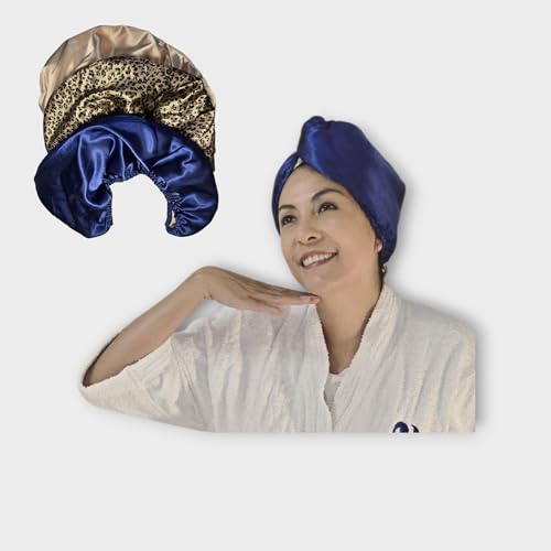 NEXSUN Ocean Blue Satin Plopping Towel for Curly Hair
