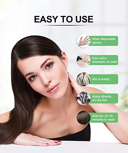 Herbishh Dark Brown Hair Dye Shampoo 3-in-1 Color for Women & Men 400ml