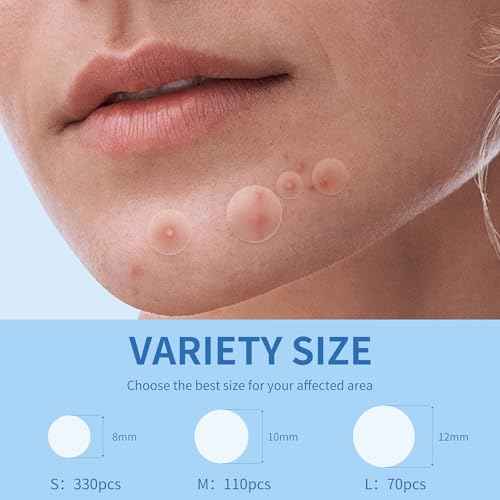 Pimple Patches for Face - 3 Size 510 Counts Hydrocolloid Acne Patches for Covering Zits and Blemishes, Spot Stickers with Salicylic Acid, Tea Tree Oil & Calendula Oil(8mm,10mm,12mm)