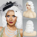 White Curly Finger Wave Wig for 1920s Women Vintage Costume Halloween Cosplay