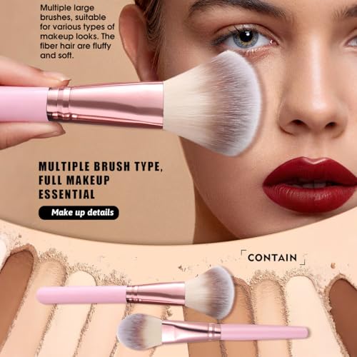40 PCS Professional Makeup Brush Tools Set, Cosmetic Brush Sponge, Puff, Headband, Brush Cleaning Bow Set, Facial Makeup, Cleaning Accessories, Makeup Products, Valentine Day Item (Pink-40PCS)