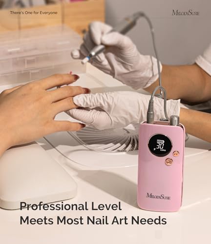 MelodySusie SC320F Rechargeable Nail Drill - 30000RPM, Clip-On Design for Beginners & Nail Art