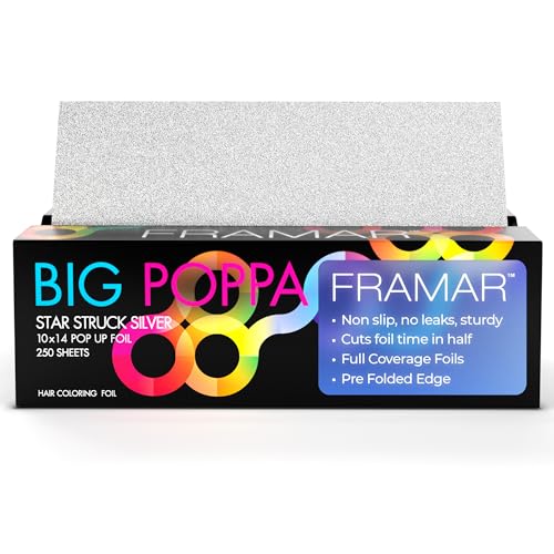 Framar Big Poppa Silver Pop Up Hair Foils, 250 Sheets 10x14"