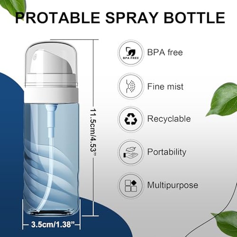 2 Pack 2oz Fine Mist Spray Bottles, TSA Travel Size Refillable