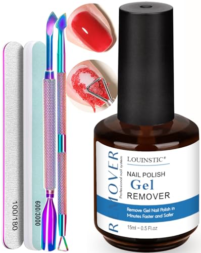 Gel Nail Polish Remover Kit - Fast 2-5 Min Burst Remover with Tools (15ml)