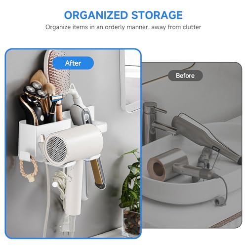 Wall Mounted Hair Dryer Holder Organizer Stainless Steel