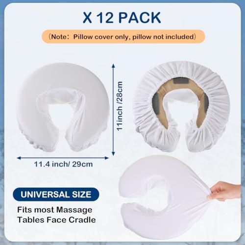 Tatuo 12 Pcs Massage Table Face Cradle Covers Microfiber White