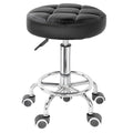 PU Leather Rolling Stool Height Adjustable Swivel Seat with Footrest