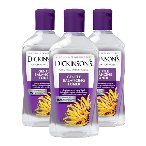 Dickinson's Original Witch Hazel Gentle Balancing Toner, 100% Natural Distilled Witch Hazel, Alcohol & Fragrance Free, Cleans Pores, Calms & Refines Skin, 16 Fl Oz, 3 Count