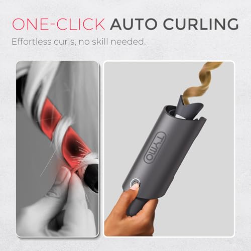 TYMO CURLPRO Automatic Rotating Curling Iron 1 Inch Metallic Gray Beach Waves