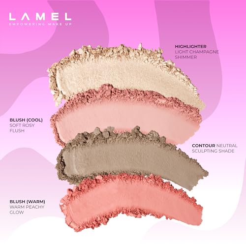 Lamel All-Over Face Contour Palette - 4-in-1 Blush, Highlighter & Contour